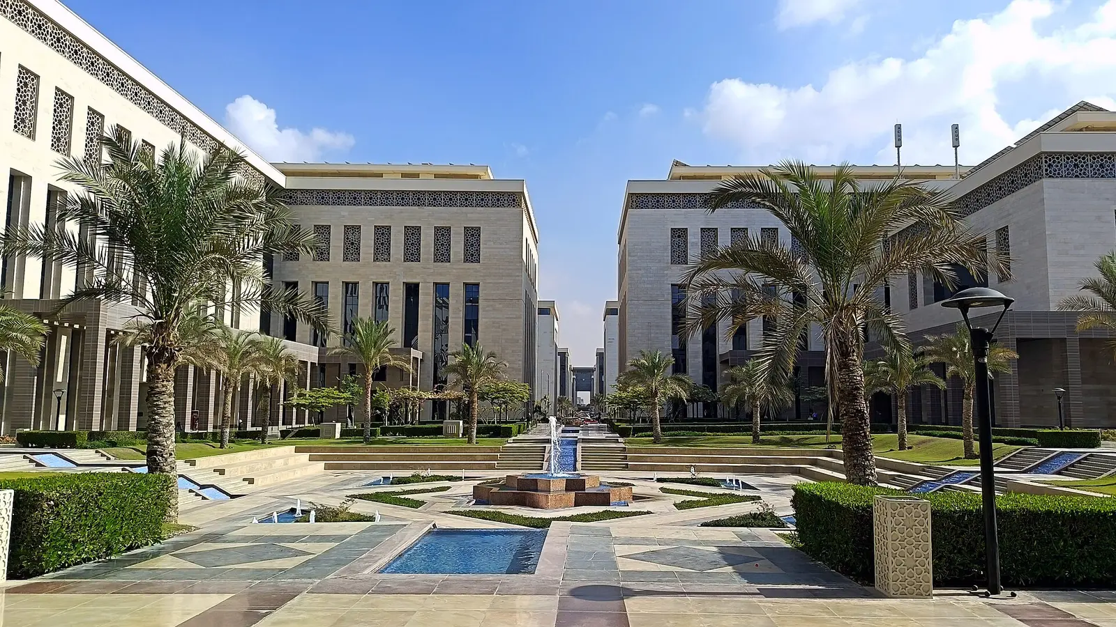 Government district buildings and fountain in Egypt's New Administrative Capital